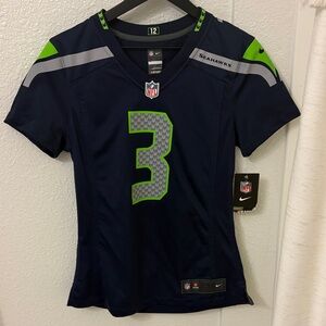 Nike Women's Dark Blue and Green Seahawks Jersey